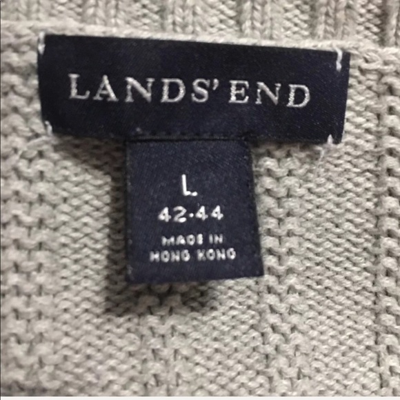 Lands End Gray Cotton V Neck Sweater - Picture 4 of 4